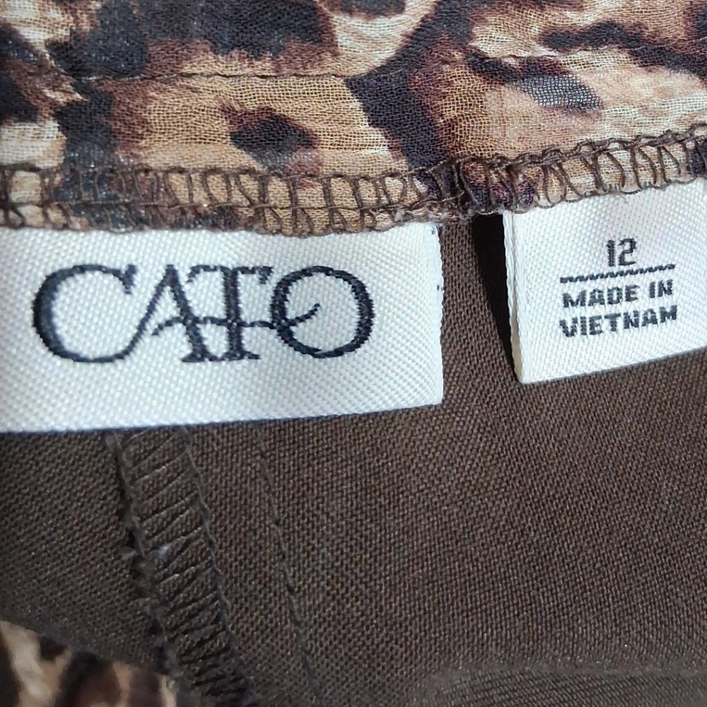 Cato Womens Brown Bermuda Shorts Cuffed Leopard Trim Pockets Size 12 - Picture 7 of 9
